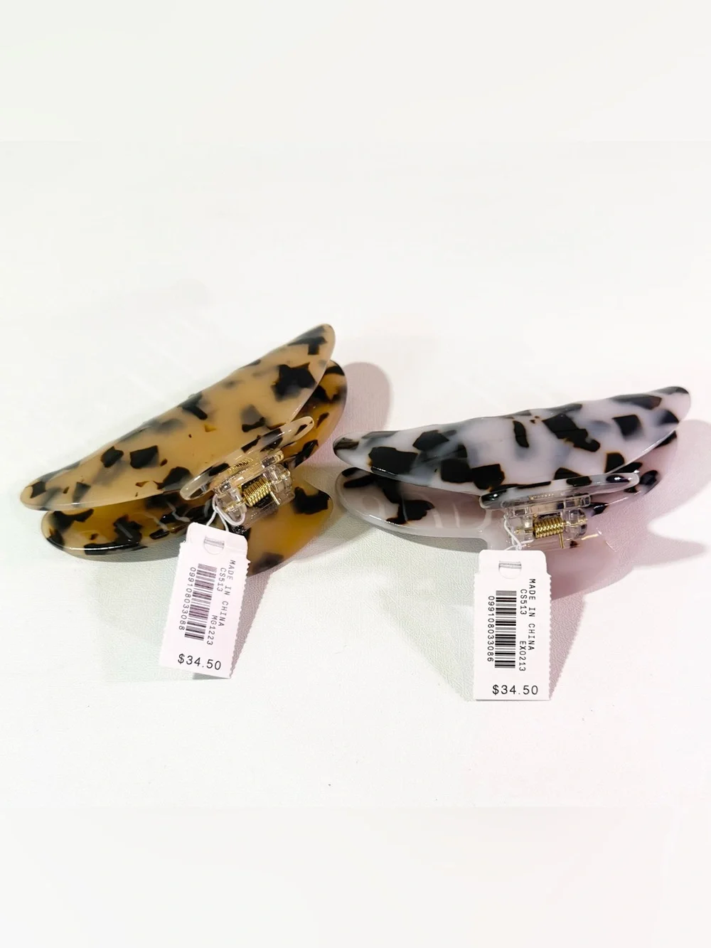 Set of 2 J.Crew Large Tortoise Claw Clips – Blonde Tort & Black/White Tort (NWT)